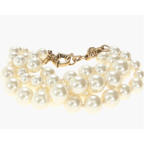 J Crew Twisted Hammock 4 Strand Faux Pearl Bracelet Gold-Tone Clasp - Picture 1 of 10